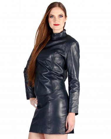 Leather Mini-Skirt Darkblue