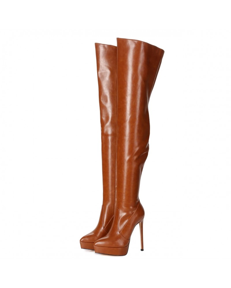 Gevoel En team Onafhankelijkheid Giaro SPIRE brown boots knee boots leather boots overknees overknees Bitte  Größe wählen (Select) Größe 37