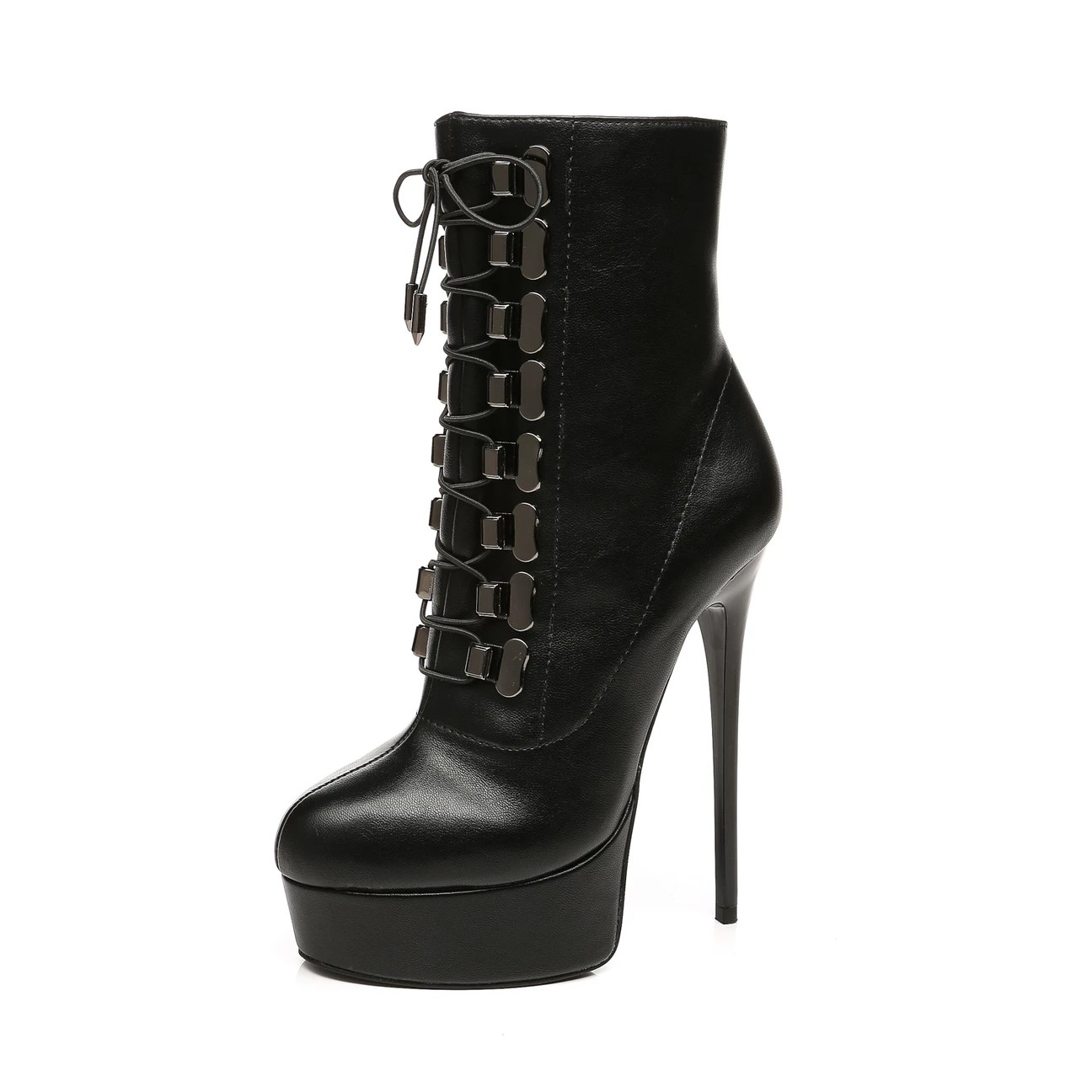 Leather black deals boot heels