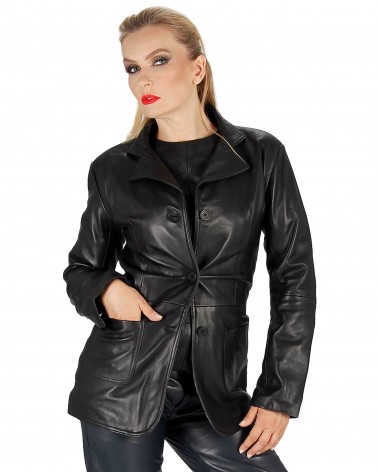 Leather-Blazer Black