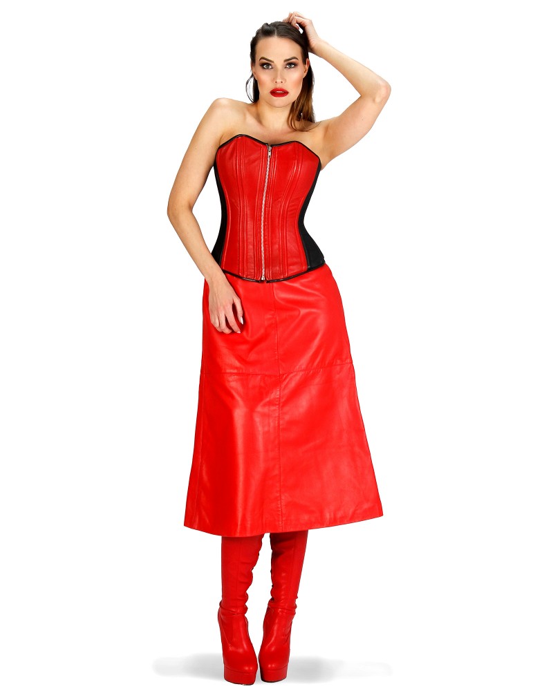 Leather Corset Dress for Women Red Corset Costume